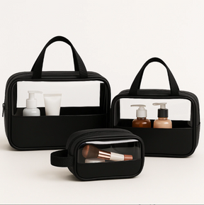 [BRINDE] Kit 3 Necessaires Femininas Transparentes