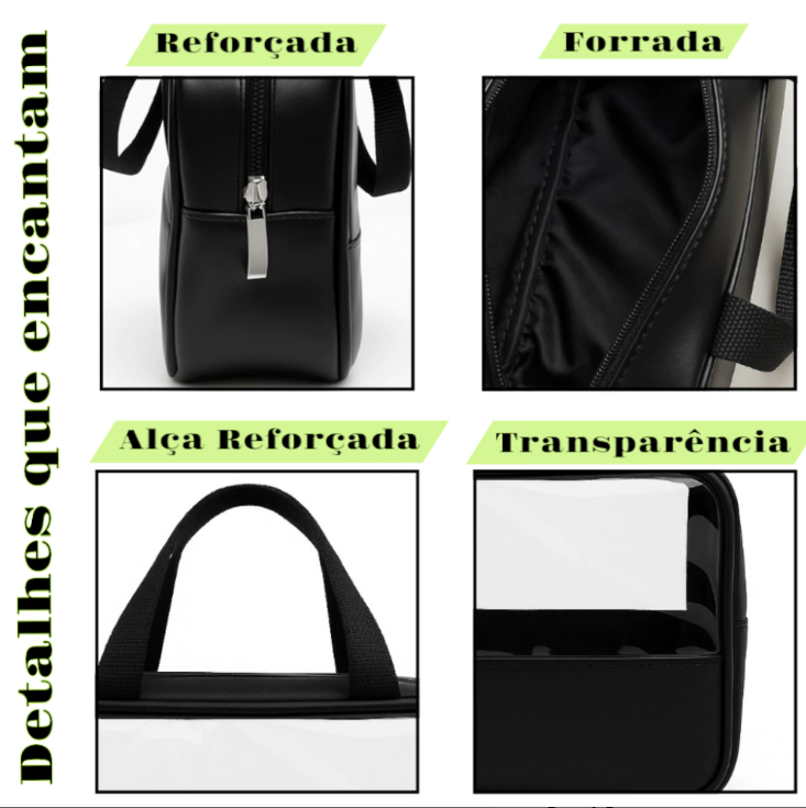 [BRINDE] Kit 3 Necessaires Femininas Transparentes